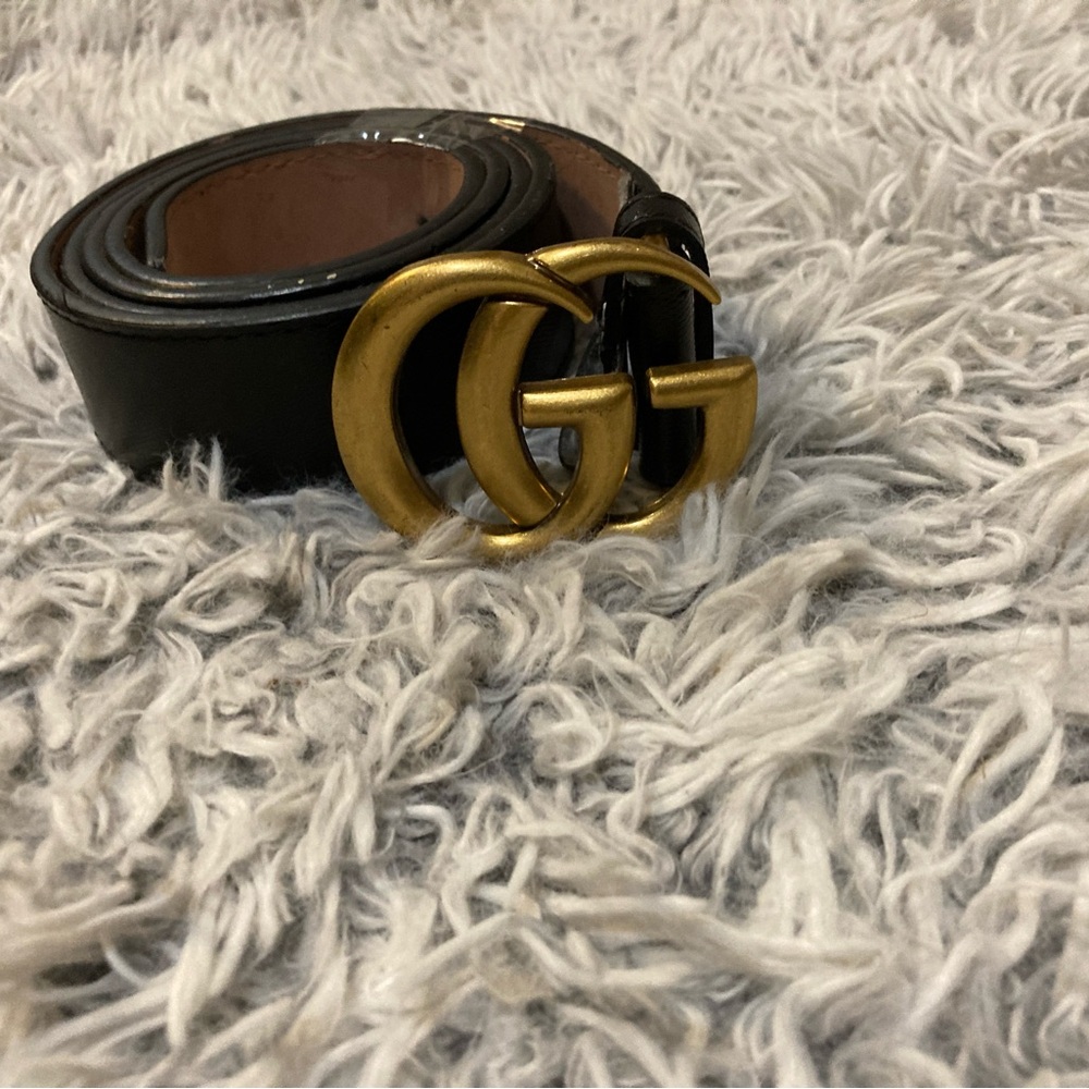 GG Collection Black Belt with Gold GG Buckle